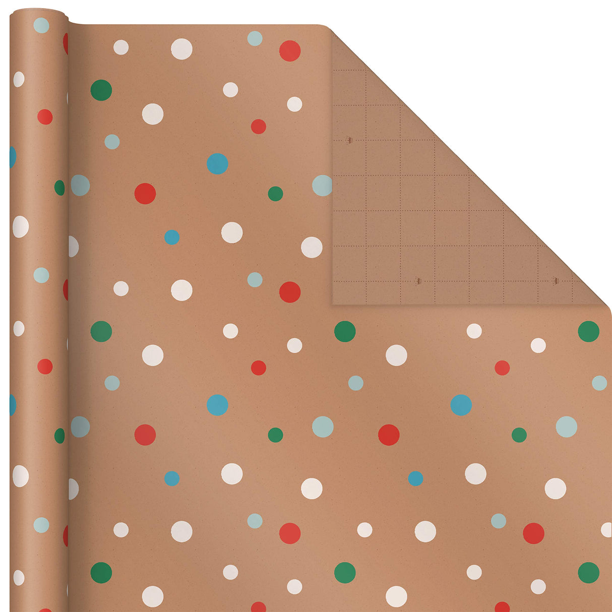 Hallmark Kraft Christmas Wrapping Paper for Kids with Cut Lines on Reverse (4 Rolls: 88 sq. ft. ttl) Penguins, Santa, Snowmen, Polka Dots