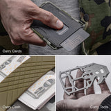 Dango Slim Minimalist Wallet for Men - RFID Blocking - Leather- Bifold, Rawhide/Raw Aluminum
