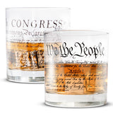 Lucky Shot - Constitution and Declaration of the Independence Whiskey Glass | United States Constitution & We The People | Old Fashioned Rocks Glasses -Set of 2 (11 oz)