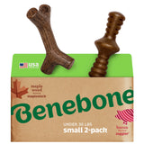 Benebone 2-pack Wishbone/Dental Durable Dog Chew Toys, Dog Toys for Aggressive Chewers, Real Bacon, Made in USA, Medium