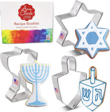 Hanukkah Cookie Cutters 3-Pc. Set Made in the USA by Ann Clark, Star of David, Dreidel and Menorah