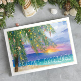 Masterpiece Sparkling Santa Christmas Cards / 16 Festive Holiday Cards Set With White Envelopes / 5 5/8" x 7 7/8" Winter Gold Foil Greeting Cards With Inside Verse/Made In The USA
