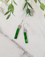 Recycled Antique Bottle and Dishware and Sterling Silver Bottoms Up Lever Back Earrings (Vintage Mason Jar)