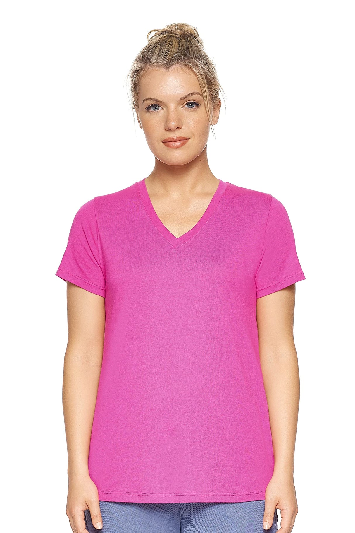 Expert Brand USA-Made Women's MoCA Cotton Blend V Neck T-Shirt