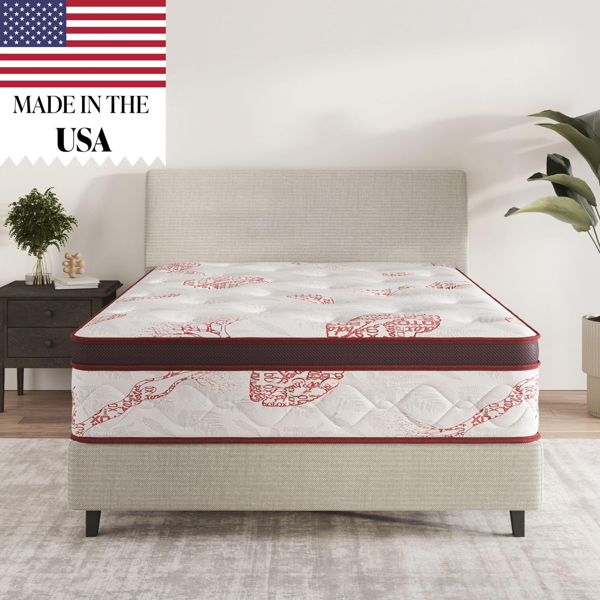 Ottomanson 9" Queen Mattress in a Box Made in USA, Medium-Firm Mattress, Hybrid Mattress Cool Improved Airflow with Edge to Edge Pocket Coil, Bed in A Box, Ottopedic