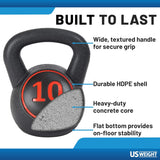 US Weight Plastic Kettlebell Set - 5, 10, and 15 Pound Kettlebells
