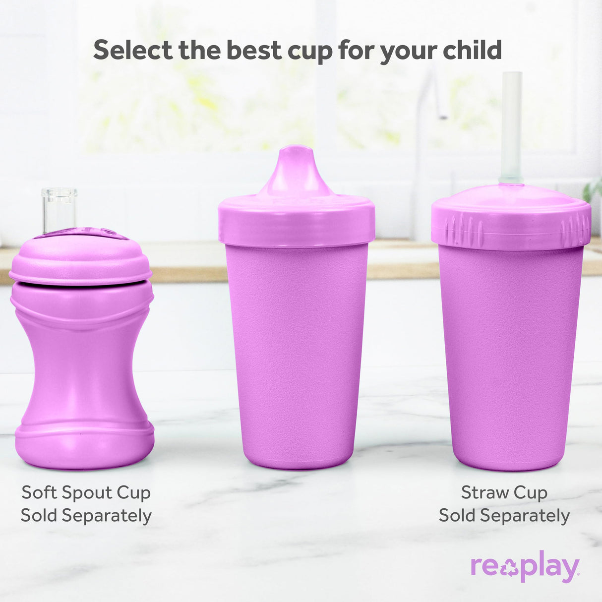 Re-Play Made in USA 10 Oz. Sippy Cups for Toddlers, Pack of 4 - Reusable Spill Proof Cups for Kids, Dishwasher/Microwave Safe - Hard Spout Sippy Cups for Toddlers 3.13" x 6.25", Desert Roses