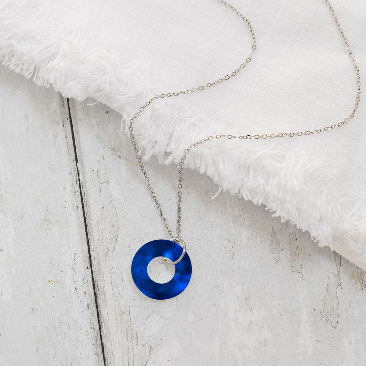 Bottled Up Designs Handmade Glass Hoop Necklace, Recycled Antique Bottles, Made in USA, Birthday Gifts, Mothers Day, Women, Anniversary (Cobalt 1960s Skin Cream Jar)
