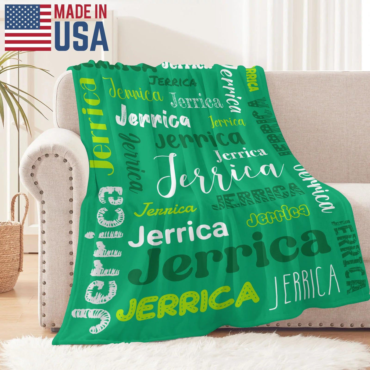 Custom Blanket with Name, Soft Cozy Personalized Name Blankets for Kids, Girls, Boys, Adults, Customized Christmas Blanket for Women, Men, Newborn, New Mom, Red Colors, Made in USA