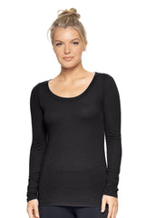 Expert Brand USA-Made Women's TriTec Activewear Performance Long Sleeve Scoop Neck T-Shirt