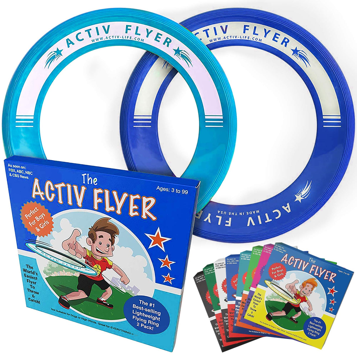 Activ Life Kid’s Flying Rings [2 Pack] They Fly Straight & Don’t Hurt! 80% Lighter Than Standard Frisbees - Replace Screen Time with Healthy Family Fun - Get Outside & Play! Proudly Made in The USA