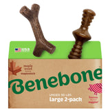 Benebone 2-pack Wishbone/Dental Durable Dog Chew Toys, Dog Toys for Aggressive Chewers, Real Bacon, Made in USA, Medium