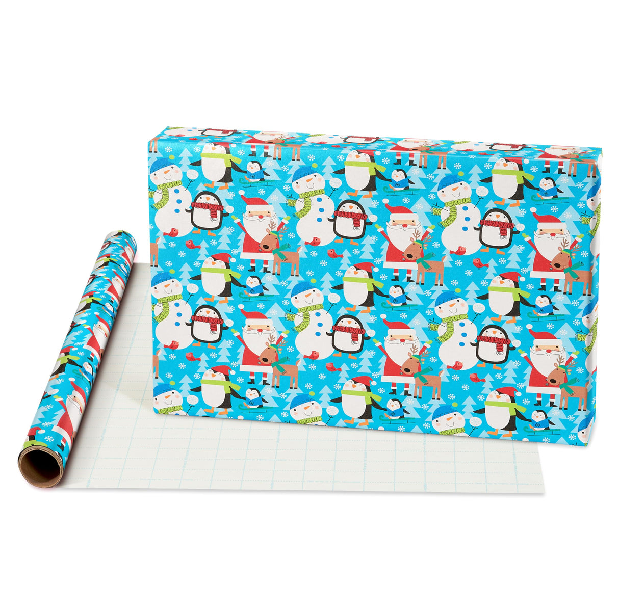 American Greetings 120 sq. ft. Reversible Kids Christmas Wrapping Paper Bundle, Santa, Snowmen and Candy Canes (3 Extra Wide Rolls 40 in. x. 12 ft.)