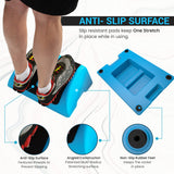 Multitask hands free while you stretch your calves for plantar fasciitis, foot pain, Achilles tendinitis, and more. Made in the USA. (Blue)