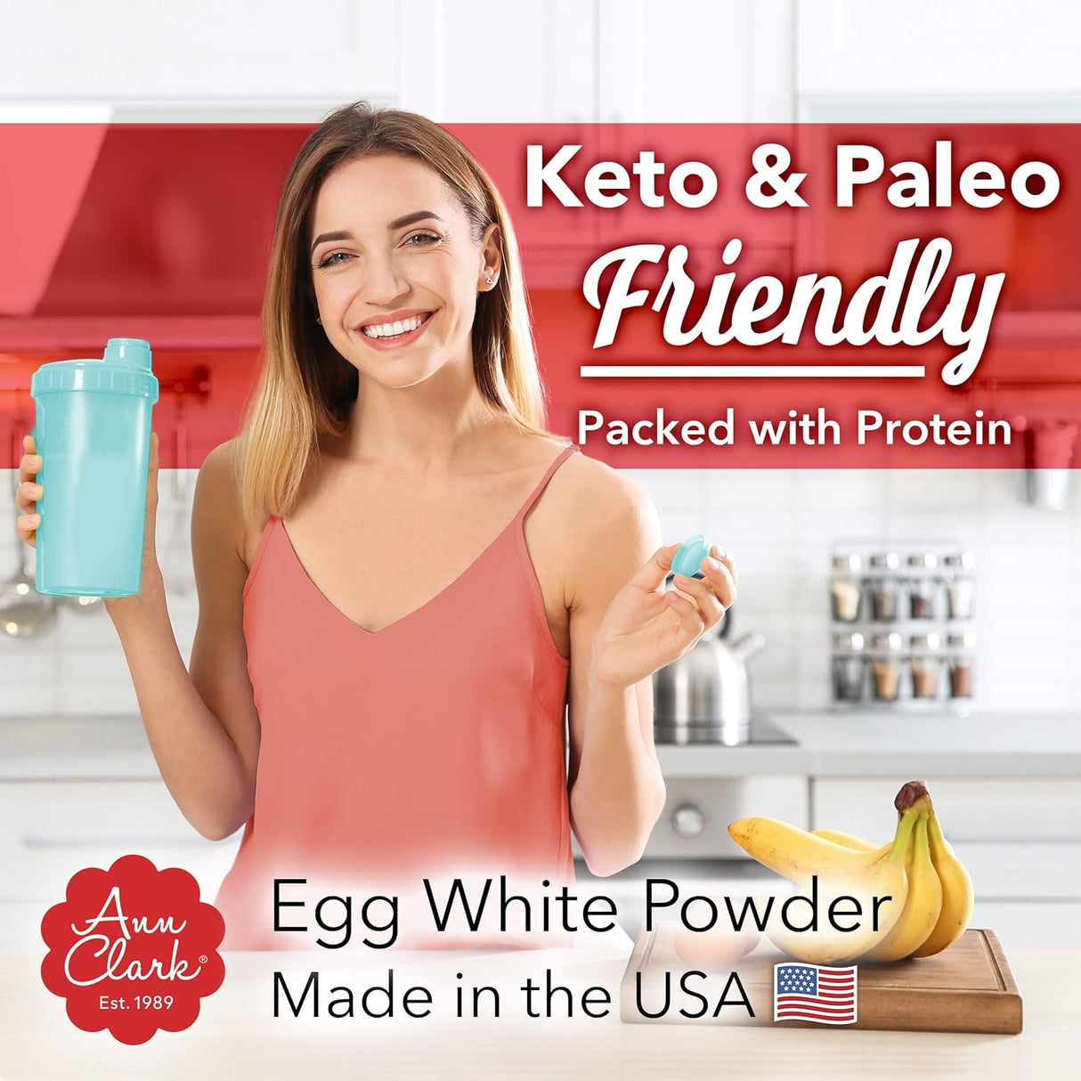 Ann Clark All Natural 100% Egg White Powder Made in USA, 1 lb