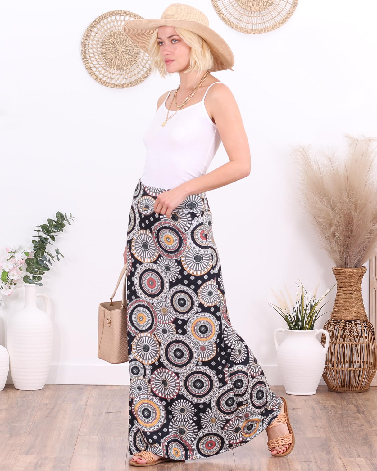 Popana Womens Long Maxi Skirt - Made in USA Long Skirts for Women Trendy - Casual Convertible Sundress Plus Size Maxi Skirt