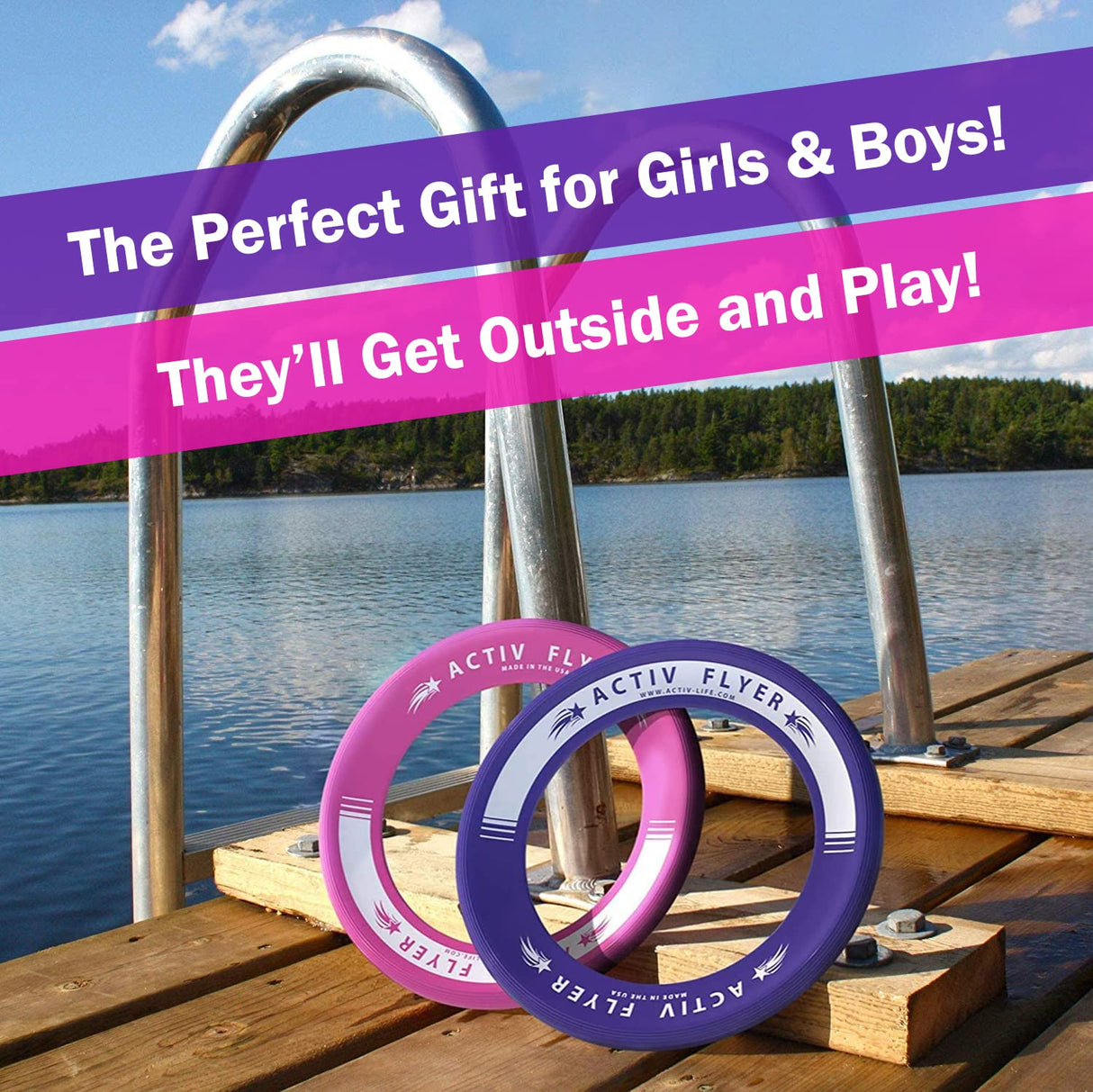 Activ Life Kid’s Flying Rings [2 Pack] They Fly Straight & Don’t Hurt! 80% Lighter Than Standard Frisbees - Replace Screen Time with Healthy Family Fun - Get Outside & Play! Proudly Made in The USA