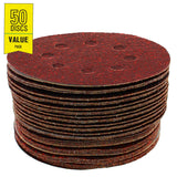 Gator 5" Random Orbit Hook & Loop Red Resin Aluminum Oxide Sanding Discs, 8-Hole, 40 Grit, 50 Pack