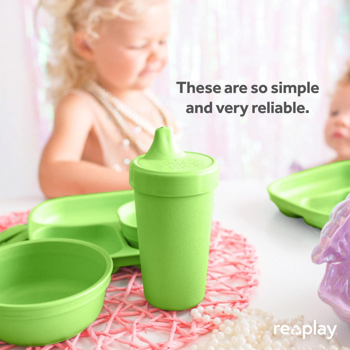 Re-Play Made in USA 10 Oz. Sippy Cups for Toddlers, Pack of 4 - Reusable Spill Proof Cups for Kids, Dishwasher/Microwave Safe - Hard Spout Sippy Cups for Toddlers 3.13" x 6.25", Desert Roses