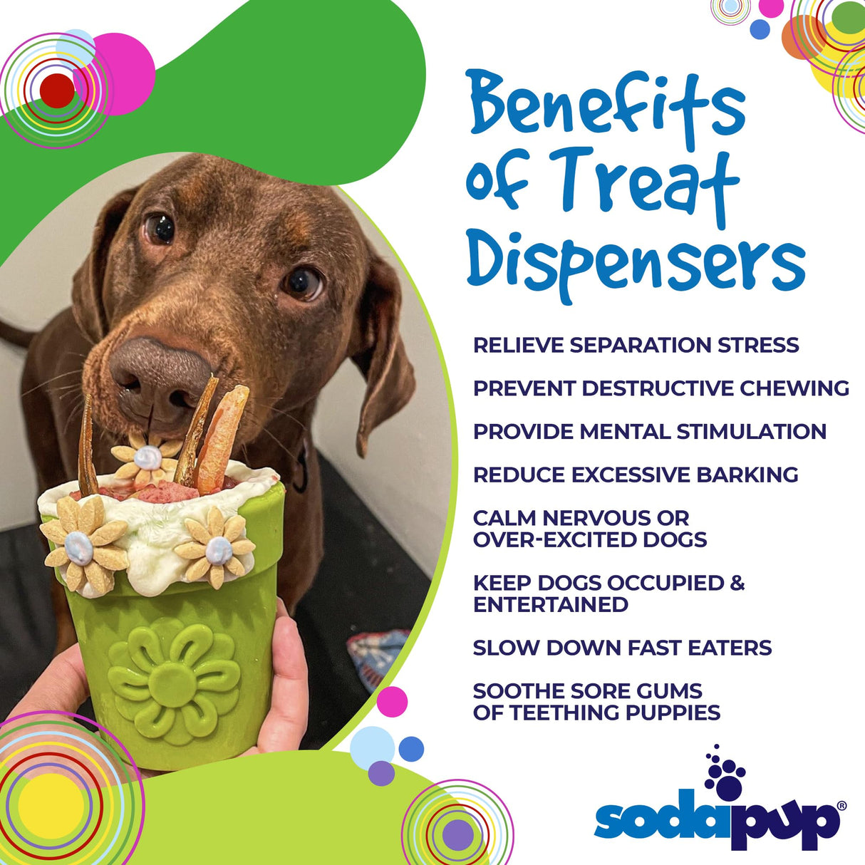 SodaPup Honey Pot – Durable Dog Treat Dispenser & Enrichment Toy Made in USA from Non-Toxic, Pet Safe, Food Safe Natural Rubber Material for Mental Stimulation, Problem Chewing, Calming Nerves, & More