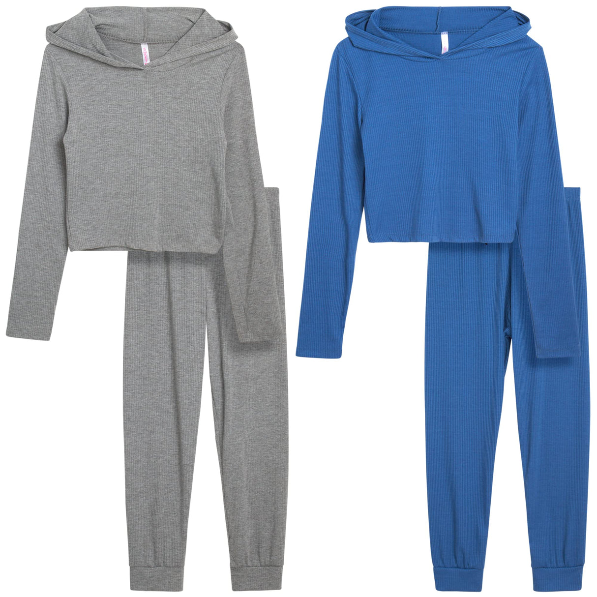 Sweet Hearts Girls' Sweatsuit Set - 4 Piece Lightweight Ribbed Pullover Hoodie Sweatshirt and Jogger Sweatpants: Made in USA