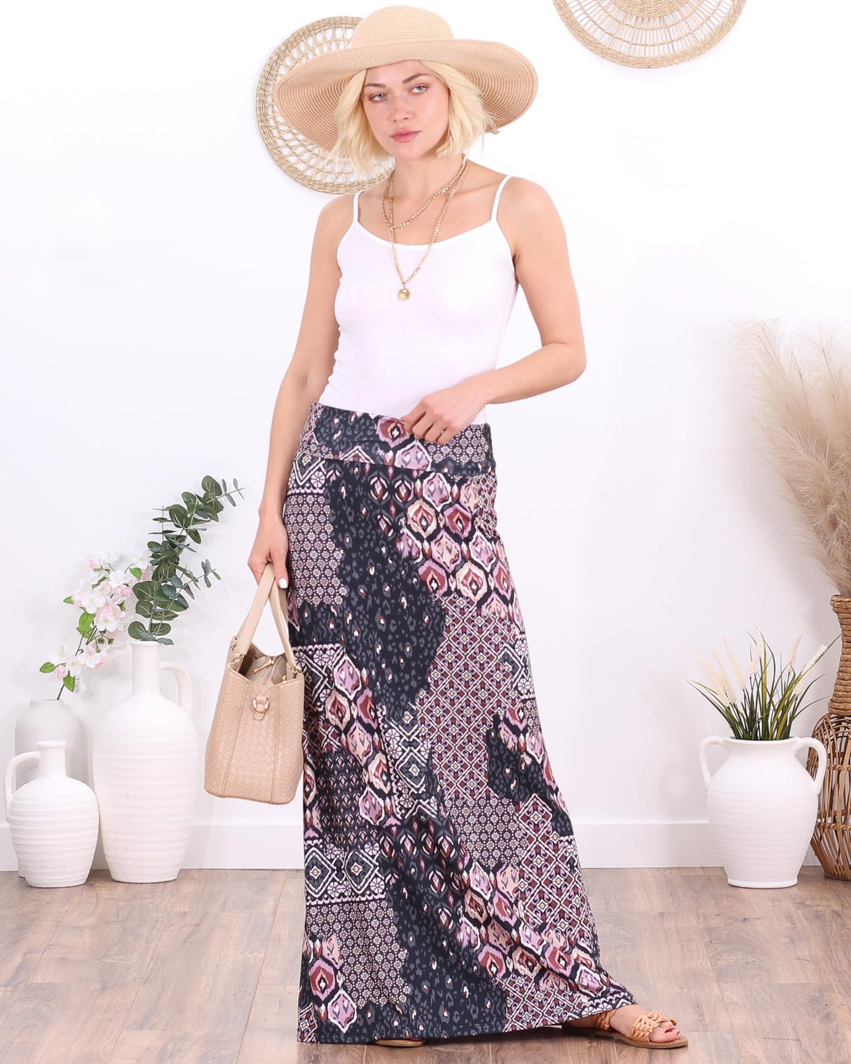 Popana Womens Long Maxi Skirt - Made in USA Long Skirts for Women Trendy - Casual Convertible Sundress Plus Size Maxi Skirt