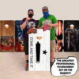 BackYardGamesUSA Pro Cornhole Boards Set | Made in USA | 3/4 Baltic Birch | No Bounce | Triple Thick Legs | Two Brace & Handles, Tournament 2x4 Regulation Set with Score Tower & Cornhole Bags