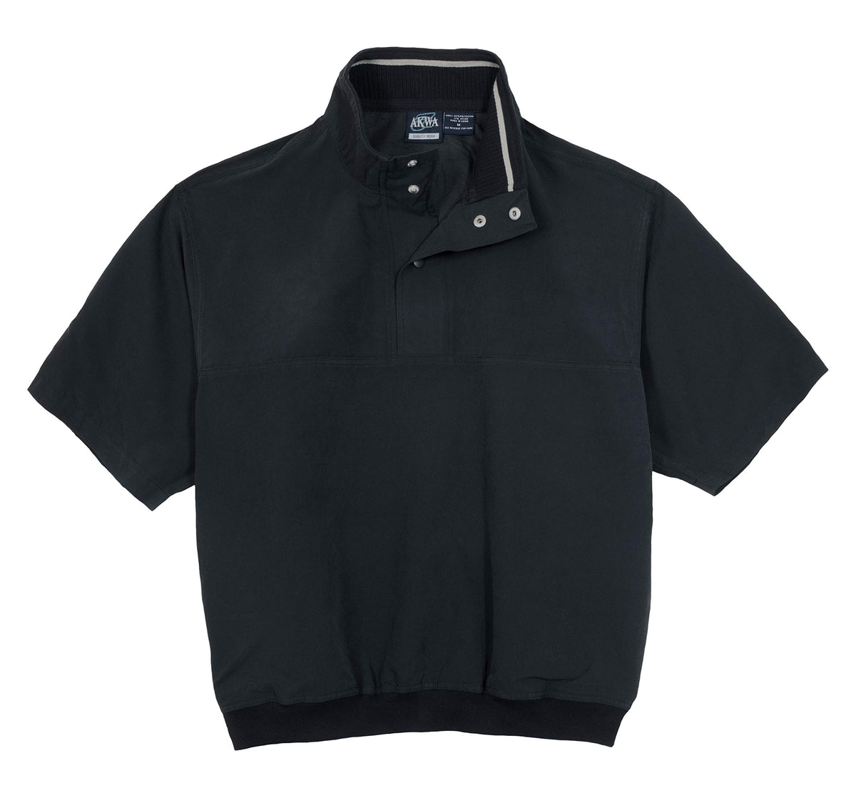 Akwa Men's Microfiber Woven Water Repellent Short Sleeve Snap Button Placket Pullover Windshirt