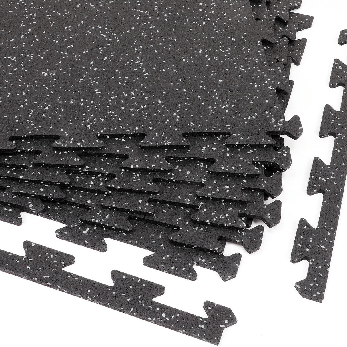Xspec 8mm (5/16") Heavy Duty All Rubber Gym Mat Flooring Interlocking Rubber Tile, Made in USA, Grey/Black or Blue/Black, 24"X24"X0.3" (6-Pack, 24 sq. ft. Total)