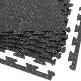 Xspec 8mm (5/16") Heavy Duty All Rubber Gym Mat Flooring Interlocking Rubber Tile, Made in USA, Grey/Black or Blue/Black, 24"X24"X0.3" (6-Pack, 24 sq. ft. Total)