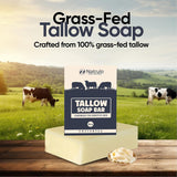 Beef Tallow Soap Bar – All Natural Grass Fed Tallow Soap Unscented – Moisturizing Face & Body Wash Great for Eczema, Dry, Itchy, Sensitive Skin – Handcrafted Bath Soap for Adults, Kids, Made in USA