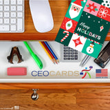 Merry Christmas Cards for Business & Family (Variety Pack 4 Holiday Designs) Greeting Card Set Pack of 20 Holiday Cards with Envelopes (5x7 inch - A7) Office, Work, Employees & Clients VP2405