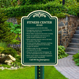 Sigo Signs, Fitness Center Rules Use Equipment at Your Own Risk Décor Sign, Green Light, 12x18 Inches, ACM, Fade Resistant, Made in USA