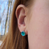 Recycled Vintage Sterling Silver Botanical Collection Stud Earrings (Mason Jar (Aqua))
