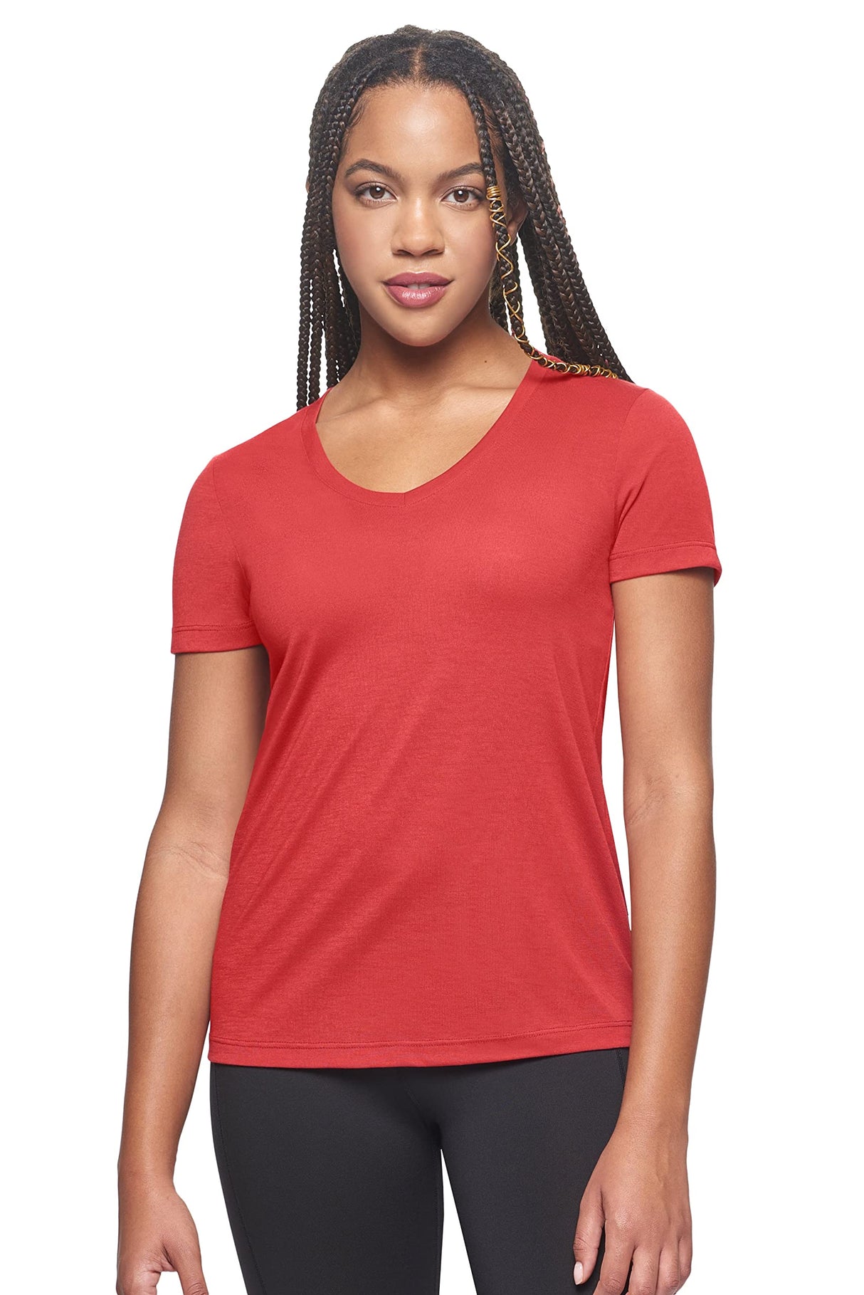 Expert Brand USA-Made Women's Soft Casual Activewear Siro V-Neck T-Shirt