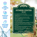 Sigo Signs, Fitness Center Rules Use Equipment at Your Own Risk Décor Sign, Green Light, 12x18 Inches, ACM, Fade Resistant, Made in USA