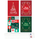 Merry Christmas Cards for Business & Family (Variety Pack 4 Holiday Designs) Greeting Card Set Pack of 20 Holiday Cards with Envelopes (5x7 inch - A7) Office, Work, Employees & Clients VP2405