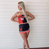 Lojobands Women's Tailgate Outfit College Two Tone Color Block Tube Top Made in USA One Size Fits Most