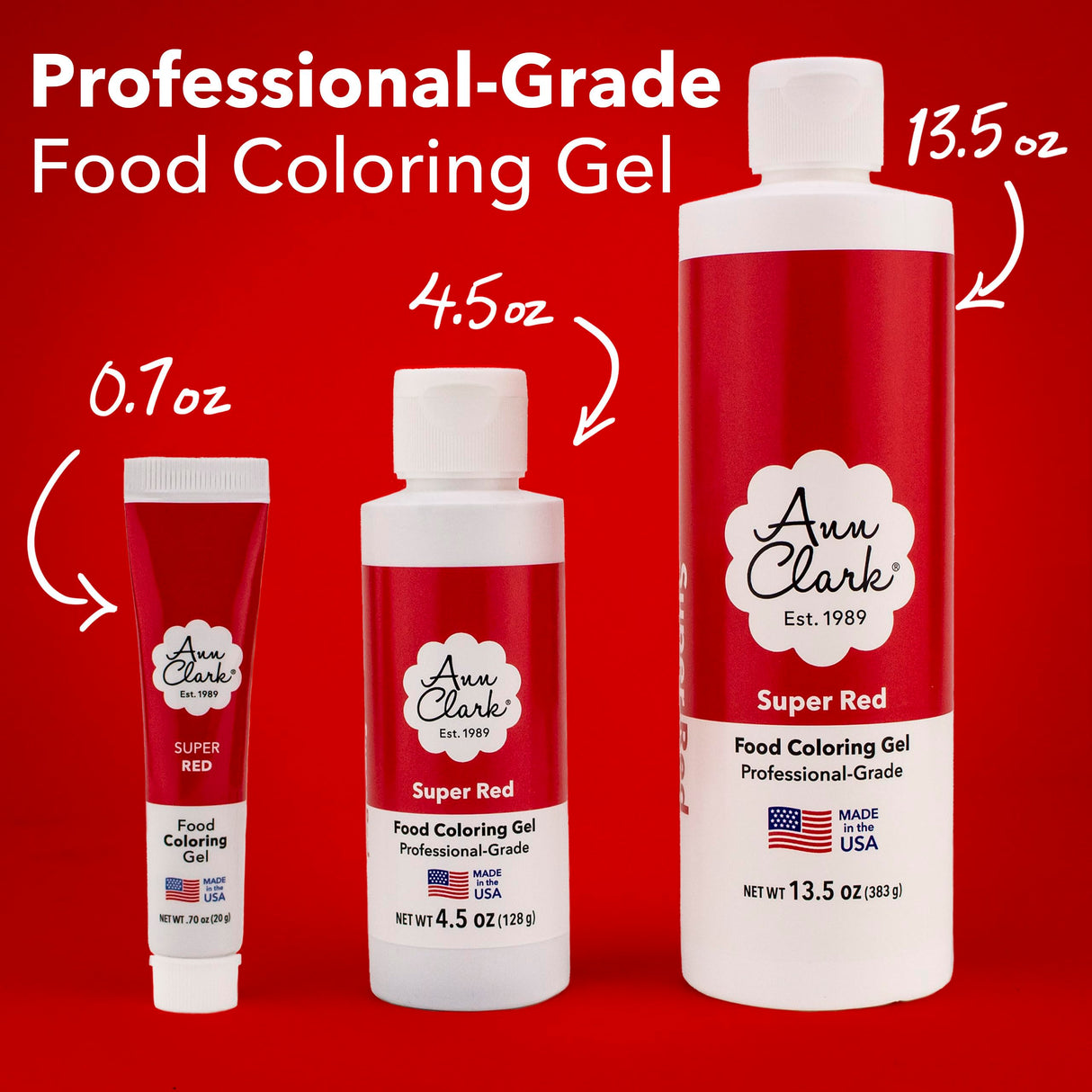 Ann Clark Super Red Food Coloring Gel Large 4.5 oz Professional Grade Made in USA