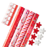 American Greetings 120 sq. ft. Pink Christmas Wrapping Paper Set, Red and Pink (4 Rolls 30 in. x 12 ft., 7 Bows, 30 Gift Tags)