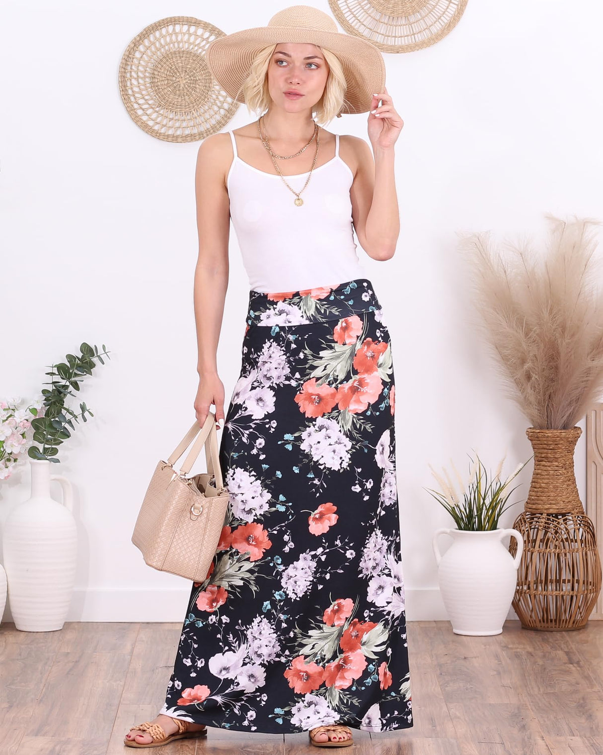 Popana Womens Long Maxi Skirt - Made in USA Long Skirts for Women Trendy - Casual Convertible Sundress Plus Size Maxi Skirt