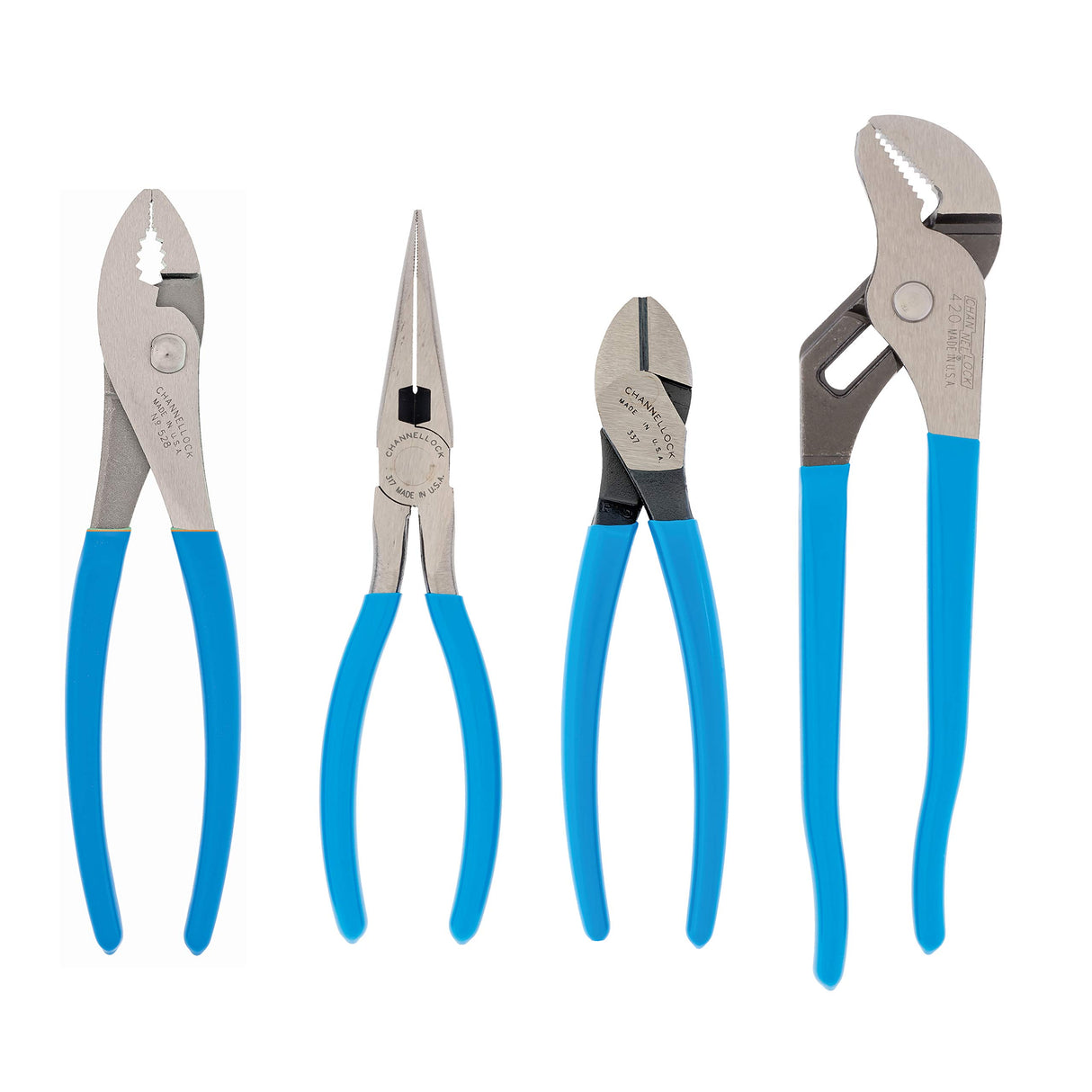 Channellock PC-2 Pro's Choice Plier Kit with Bonus Tool Tray for convenient storage,4-Piece 9-1/2 Inch Tongue&Groove,8-Inch Duty Slip Joint,8-Inch Long Noseand 7-Inch High Leverage Diagonal Cutter