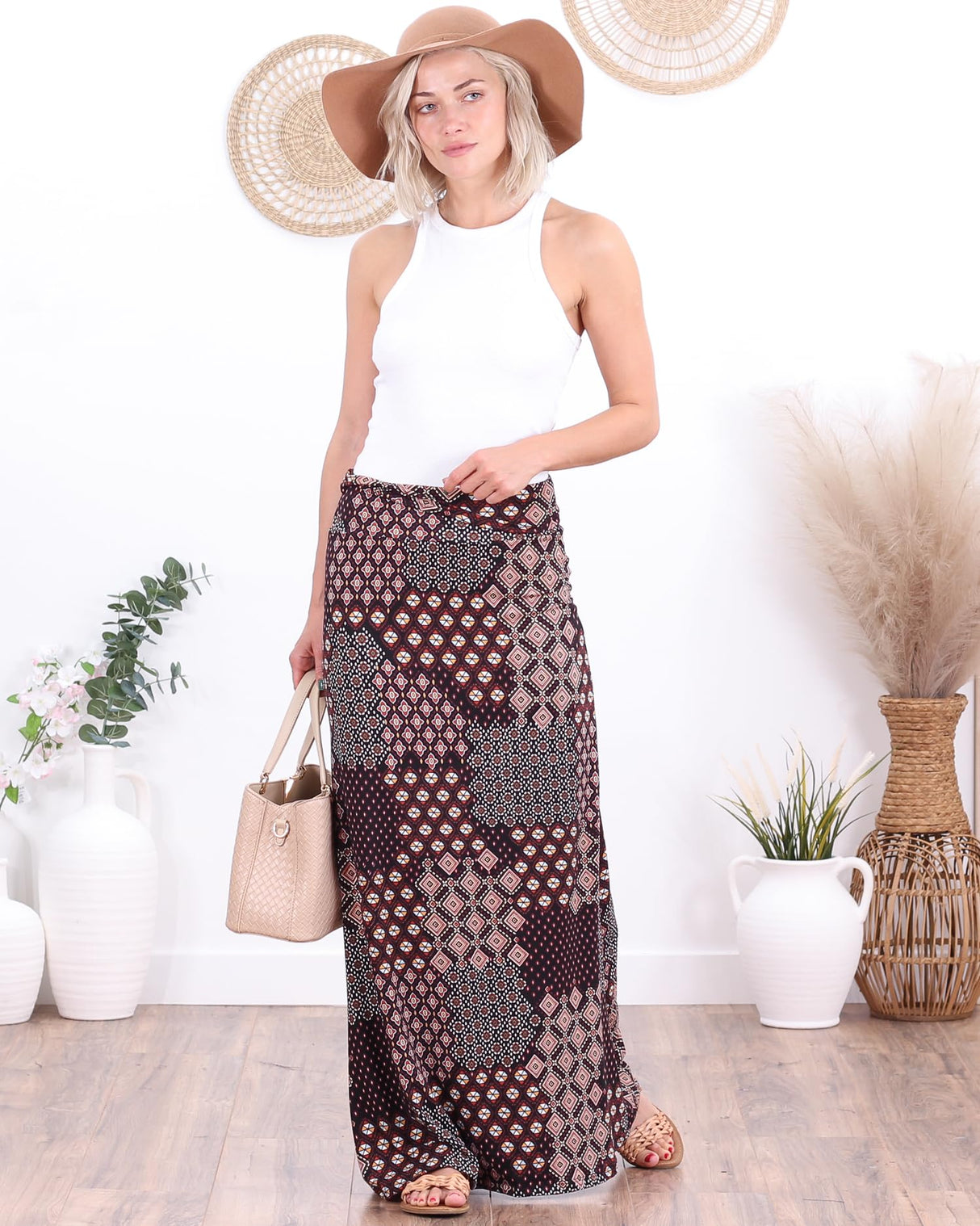 Popana Womens Long Maxi Skirt - Made in USA Long Skirts for Women Trendy - Casual Convertible Sundress Plus Size Maxi Skirt