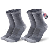 SAMSOX 2 Pack Merino Wool Hiking Socks, Made in USA, Moisture Wicking Cushion Socks for Men & Women (Charleston Micro Crew)