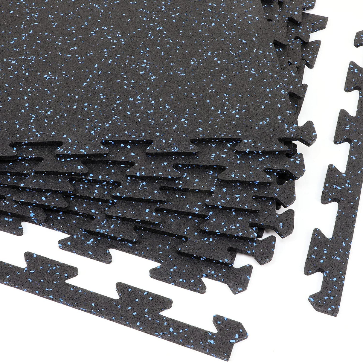 Xspec 8mm (5/16") Heavy Duty All Rubber Gym Mat Flooring Interlocking Rubber Tile, Made in USA, Grey/Black or Blue/Black, 24"X24"X0.3" (6-Pack, 24 sq. ft. Total)