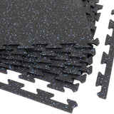 Xspec 8mm (5/16") Heavy Duty All Rubber Gym Mat Flooring Interlocking Rubber Tile, Made in USA, Grey/Black or Blue/Black, 24"X24"X0.3" (6-Pack, 24 sq. ft. Total)