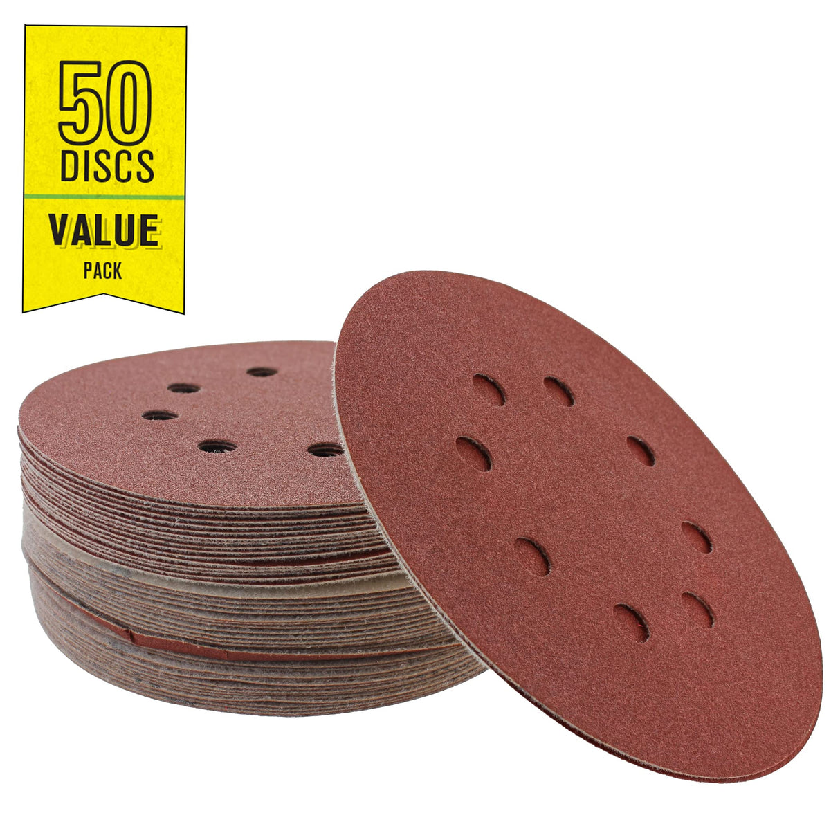 Gator 5" Random Orbit Hook & Loop Red Resin Aluminum Oxide Sanding Discs, 8-Hole, 40 Grit, 50 Pack