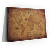 Push Pin World Map Board - With Push Pins to Mark World Travel - Handmade in Ohio, USA - Design: Golden Aged (48" x 32")