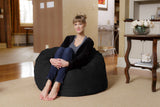 Chill Sack - Bean Bags 3-Feet Memory Foam Bean Bag Chair, Black Micro Suede