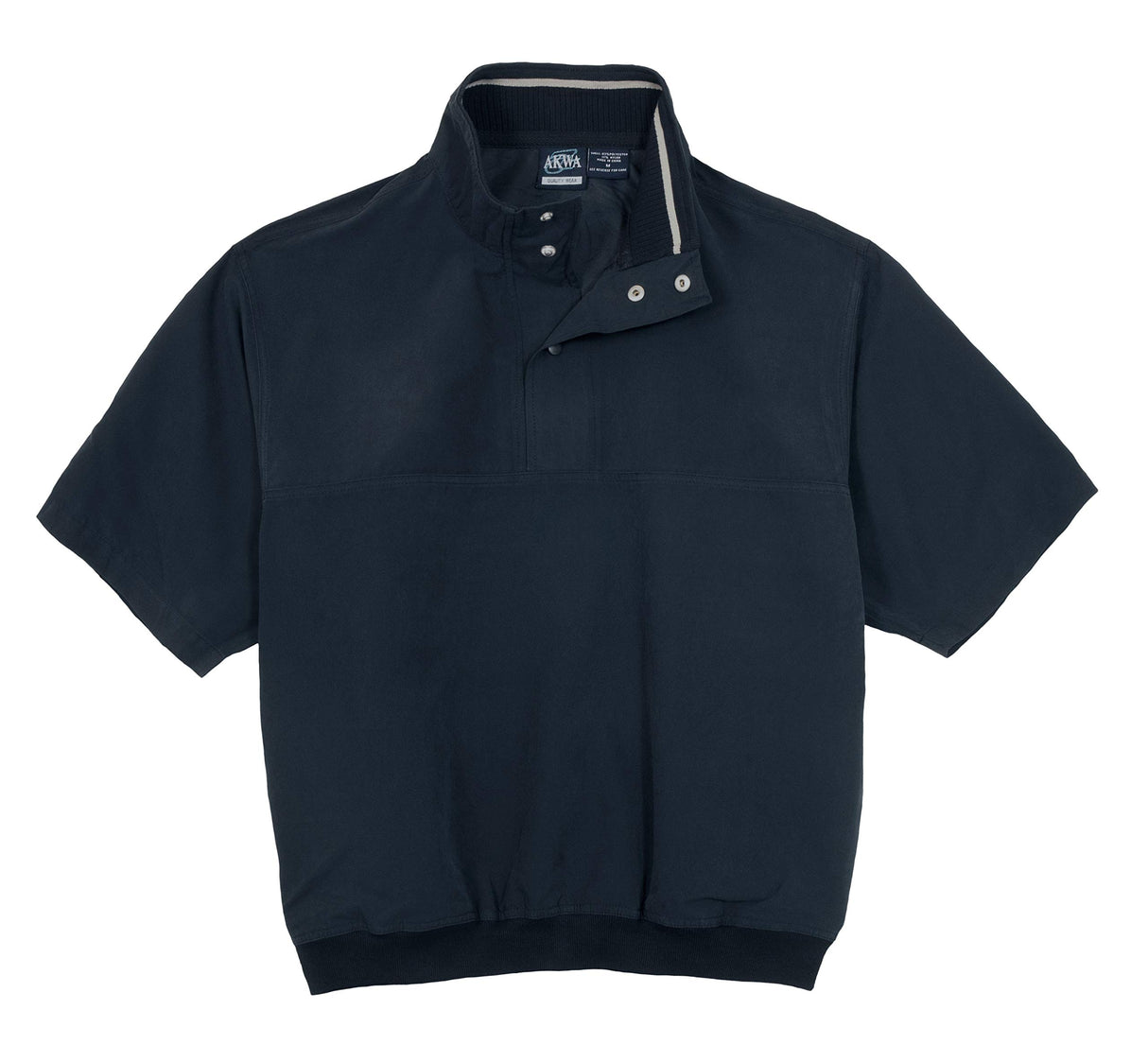 Akwa Men's Microfiber Woven Water Repellent Short Sleeve Snap Button Placket Pullover Windshirt